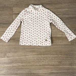 Baby GAP White Long Sleeve with Red Heart Print. Valentines Day New w/o tags
